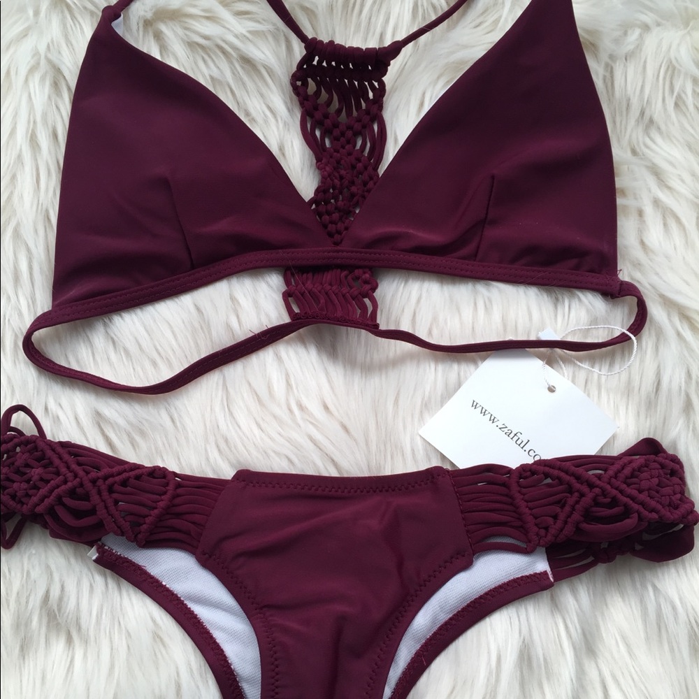 Maroon Zaful 2 piece bikini